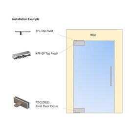 NHN Hydraulic Self Closing Pivot Door Closer (Non Hold Open) for Glass Door + Top Patch + Top Pivot, No Floor Digging Matte Black