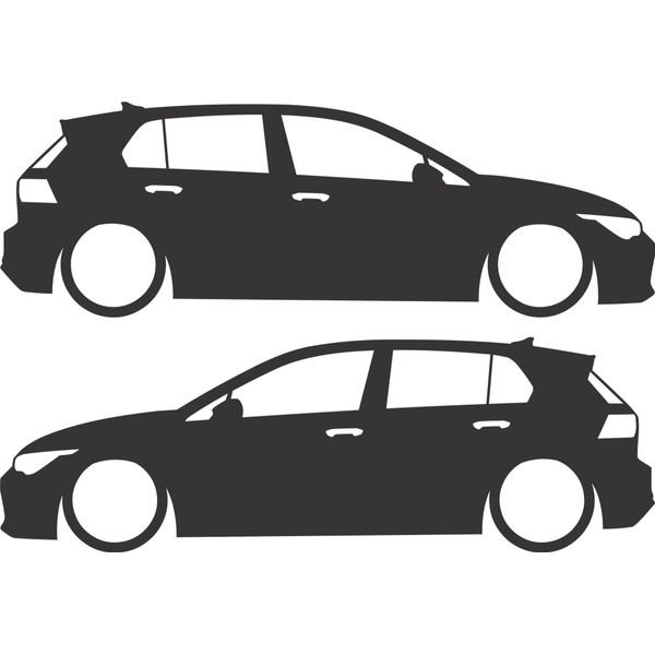 2x Lowered Car Silhouette Decal Stickers for Volkswagen VW Golf