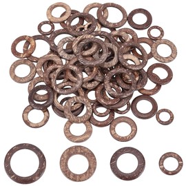 PH PandaHall 80pcs Wooden Linking Rings 4 Styles Coconut Rings Undrilled Mini Circle Pendant Connectors Hollow Wood Circles for Earring Bracelet Necklace Macrame Jewelry DIY Craft Making, 20~38mm