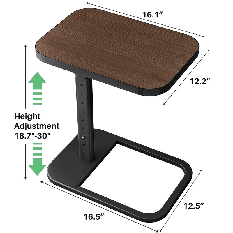 Kitstorack TV Tray Table, Adjustable Height & Rounded Metal Corners,