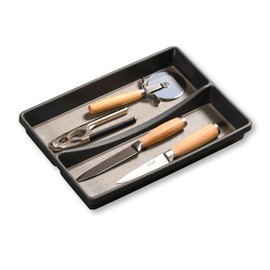 Kesper 30093 Cutlery Tray for Drawer, Material: Plastic (PP), Dimensions: W 24 x D 32.5 x 4.5 cm, Colour: Grey