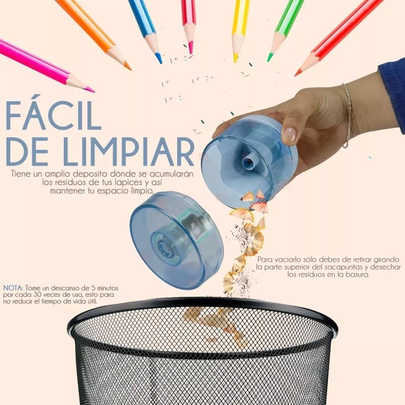 Misorel Sacapuntas Eléctrico Automático Inalámbrico Lápiz Papelería