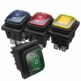 WANGCL 5PCS LED Waterproof Toggle Switch 12V ON/OFF/ON 3 Position Rocker Switch Toggle Buttons 6 Pins for Car Boat Truck-KCD4 Red