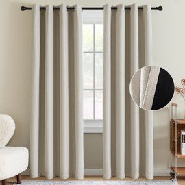 H.VERSAILTEX 90% Blackout Linen Curtains 84 Inches Long for Bedroom/Living Room Thermal Insulated Grommet Curtain Drapes Primitive Textured Burlap Effect Window Drapes 1 Panel - Heather Natural