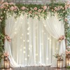 Cream White Backdrop Curtains with Lights for Parties,10x10FT Wrinkle Free