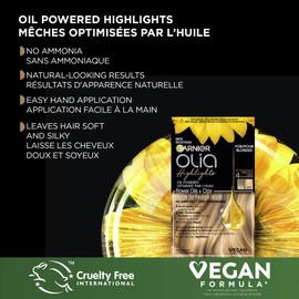 Garnier Olia Natural Hair Highlights for Blondes with 60% Oils and Clay, Ammonia-Free and Vegan, Softer and Silkier Hair - 1 Application