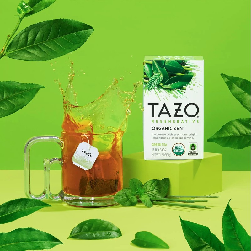 TAZO Tea Bags, Regenerative Organic: Refresh Mint Herbal Tea, Zen