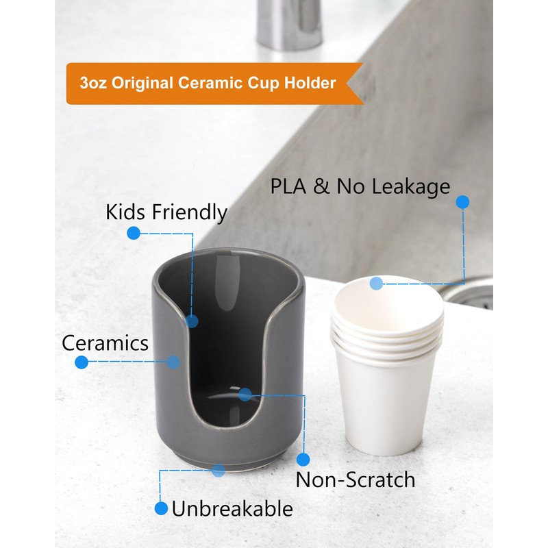 Viosuniu 3 oz Original Ceramic Bathroom Cup Dispenser with 5