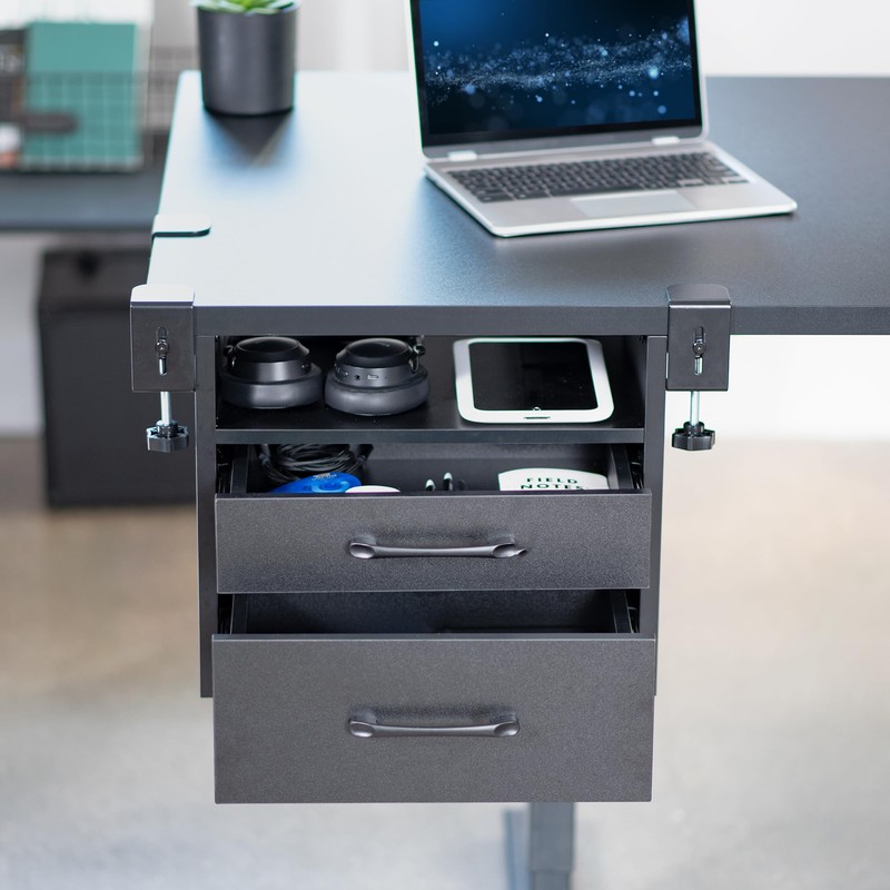 VIVO Corner Clamp-on Under Desk Drawer and Shelf System, Office