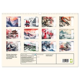 Chinas Harmonie - Diary with Landscapes and Symbols (Wall Calendar 2026 DIN A3 Landscape), CALVENDO Monthly Calendar