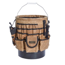 Readywares Waxed Canvas Tool Bucket Organizer, Heavy Duty with 58 Pockets, 5 Gallon Bucket Tool Organizer