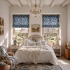 Floral Cordless Roman Shades for Indoor Windows, White Waterproof Backing