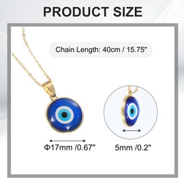 PATIKIL Round Evil Eye Charm Pendant, 16 Inch Turkish Evil Eye Flatback Charm Eye Protection Lucky Necklaces for DIY Art Craft Jewelry Making, Dark Blue