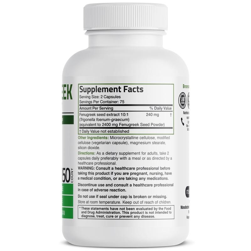 Bronson Fenugreek Extra Strength, Fenugreek Capsules, Fenugreek Supplement, Digestion Support