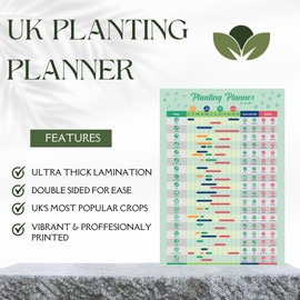 Gardening Vegetable Growing Planner Poster UK | Laminated garden Calendar Planner | Gantt Chart for Allotment Crops | Allotment gifts | Gardening gifts | Allotment Accessories | Garden planner