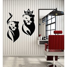Vinyl Wall Decal Animals King Lion and Lioness African Family Stickers Mural Large Decor (g7707) Black