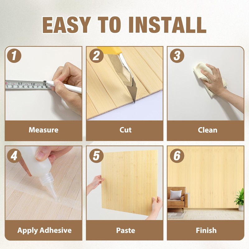 EYAYEN Natural Bamboo Wall Panel for Interior Wall Decor, Pole