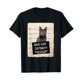 Russian Blue Kitten mug shot bad cat T-Shirt
