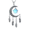 Sterling Silver Celtic Dream Catcher Necklace for Women Moon and Stars Necklace