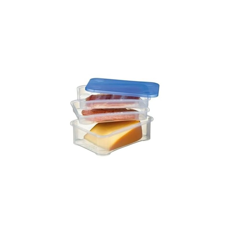 Sunware Club Cuisine Meat/Cheese Keeper Set Of 3 Transparent-Blue colour