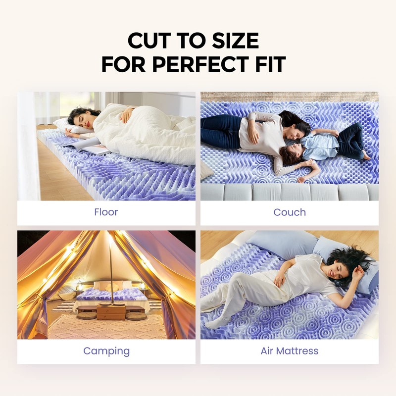Dreamsmith 3 Inch 7-Zone Queen Memory Foam Mattress Topper, Cooling
