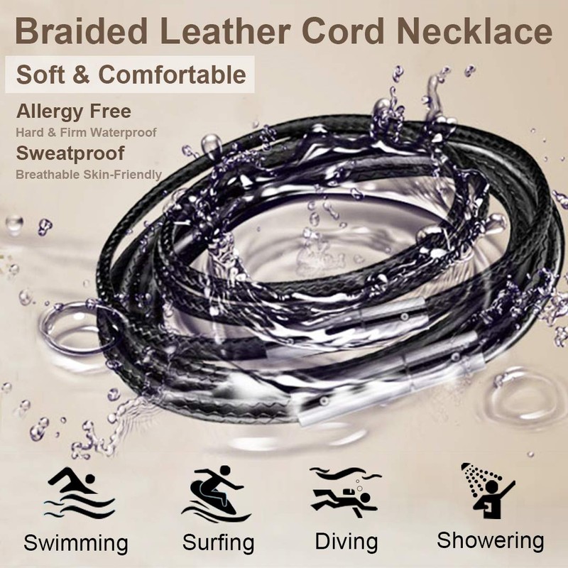 ChainsHouse Leather Necklace for Men String Necklace Black Cord Necklace