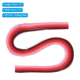 PATIKIL 120pcs Rainbow Quilling Strips Paper 3/16"(5mm) 21" Origami Paper Quilling Strip for Art DIY Hand Craft Christmas, Gradient Red