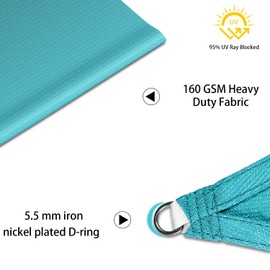 Coarbor 13'x20' Sun Shade Sail Outdoor Canopy Cover Rectangle Heavy Duty Shade Cloth for Backyard Yard Deck Patio Garden Outdoor, Turquoise
