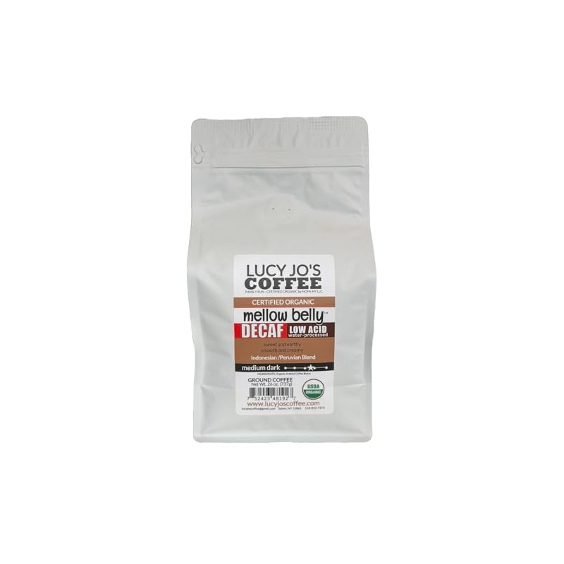 Lucy Jo's Coffee, Organic Decaf Mellow Belly Low Acid Blend,