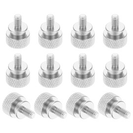 MECCANIXITY 12 Pcs M4x8mm Knurled Thumb Screw Computer Case Threaded Hand Tighten Screws Aluminum Alloy for PC Case, Silver