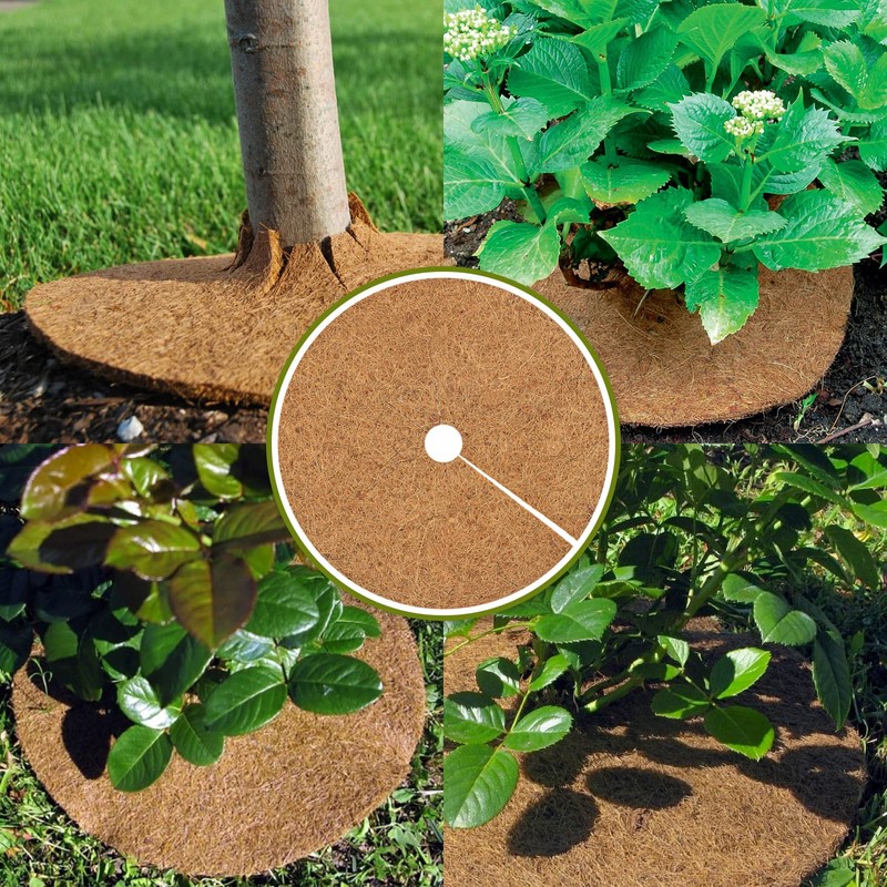 Legigo 4pcs Coconut Fiber Mulch Ring Tree Plant Protector Mat,