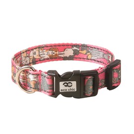 Eco Chic Recycled Reflective Dog Collar Soft Adjustable Pet Collar with Quick Release Buckle (Dogs Pink Large)