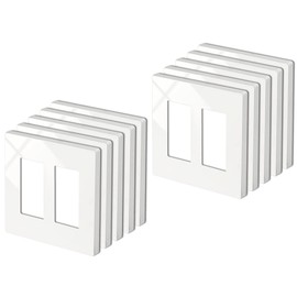 BESTTEN 2 Gang Screwless Wall Plate, 10 Pack, USWP4 Off White Series, Decorative Outlet Cover, H4.69” x W4.73”, Light Switch Cover, Double Gang Receptacle Face Plate