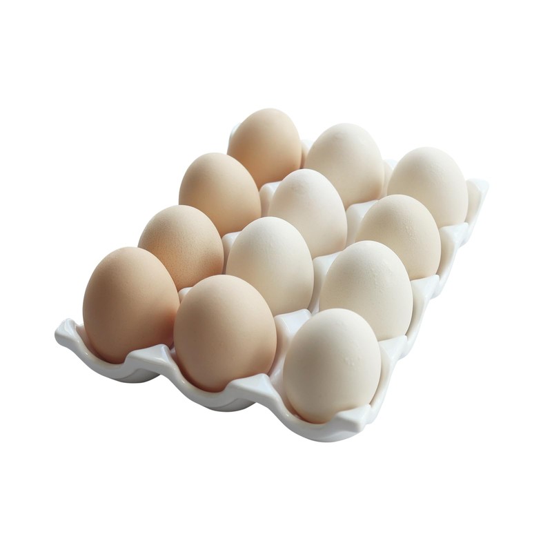 Bealuffe Ceramic Egg Holder, 12 Cups Egg Tray with Non-Slip