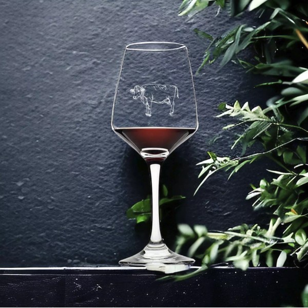 Unmarked Cow Wine Glasses x4 Premium 12 Oz Personalize Farm