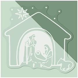 Small 100mm 'Nativity Scene' Clear Static Window Cling Sticker/Decal (White) (WC00036043)