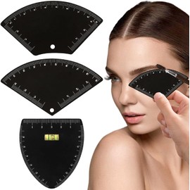 Kit de mapeo de cejas, 3 piezas, regla metal para cejas y herramienta medición con plantillas arco abanico triangular para un diseño simétrico perfecto..