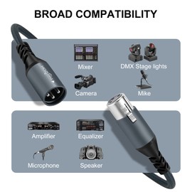 Twozoh Professional XLR Cable 3 m, Braided Balanced 3 Pin XLR Male to XLR Female HiFi Audio Microphone Cable