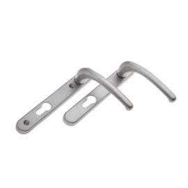 Fab & Fix - UPVC Hardex Satin (Silver) Windsor Door Handle Set, 92mm PZ, Lever/Lever, 122mm Screw Centres for External Doors