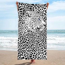 ZPSOSPZ Large Microfibre Beach Towel, Leopard Print Beach Towel，Compact and Thin Sports Towel Yoga Gym for Women Men Fast Drying Pool Towel for Beach, Pool, Camping Bath