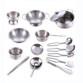 16PCS Pots and Pans Kitchen Toy Stainless Steel Pretend Play Cooking Toys for Kids Kitchen Accessories Set