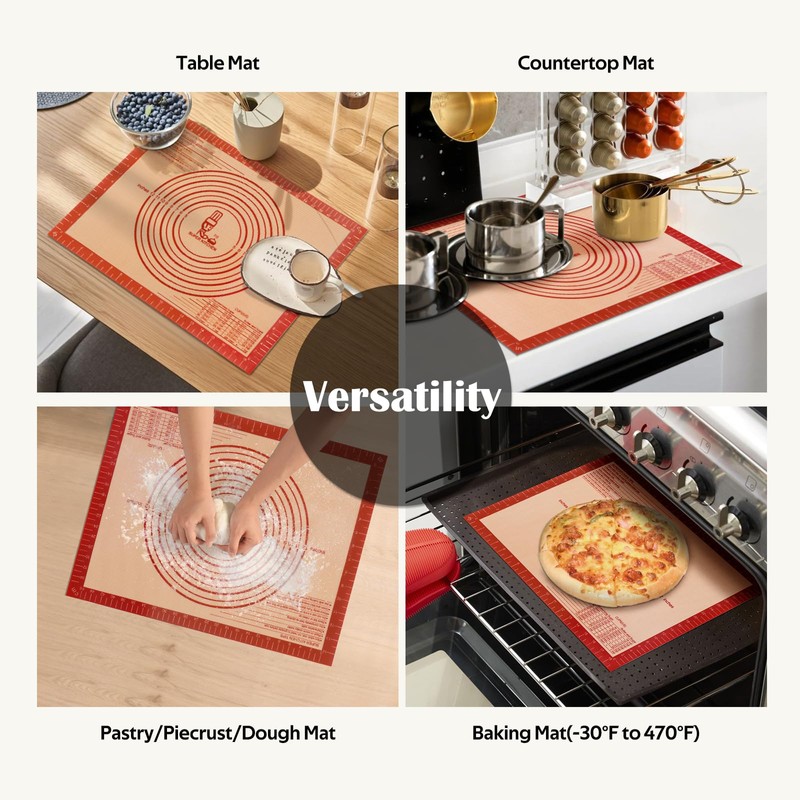 Extra Thick Silicone Pastry Mat Large for NonStick Baking Mat