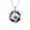 TOUPOP Sterling Silver Turtle Pendant Necklace with Round Circle Crystal