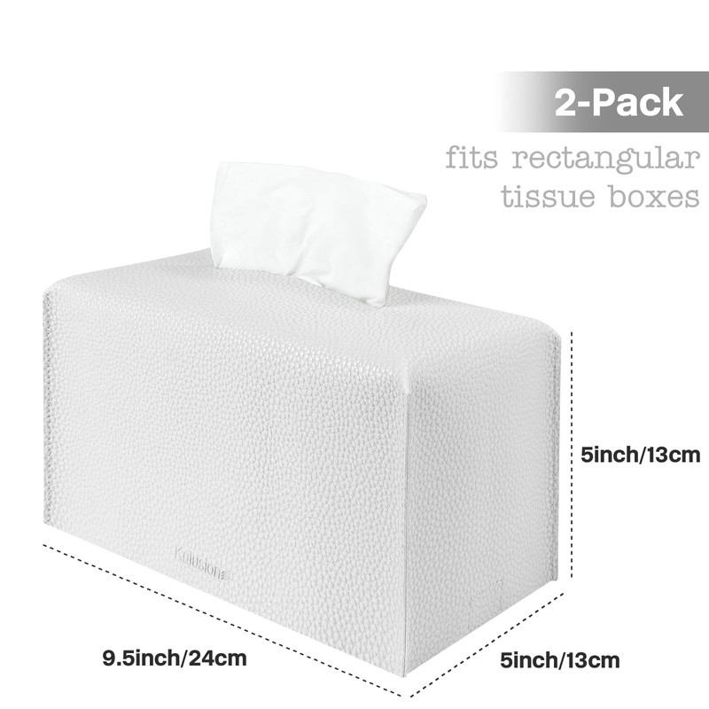 2Pcs Tissue Box Cover Holder, Rectangular with Bottom Belt -
