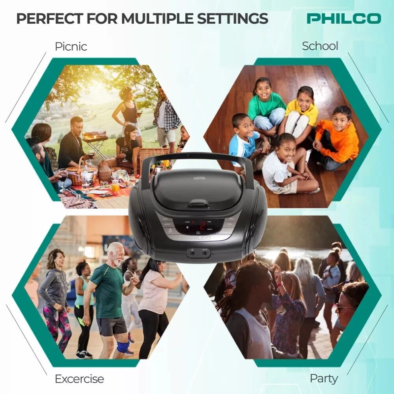 PHILCO PBB2000BT-BK Portable Bluetooth Boombox