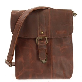 LECONI LE3033 Small Shoulder Bag Women's Bag Leather Bag for Men and Women 22 x 26 x 6 cm, Brown - Waxy