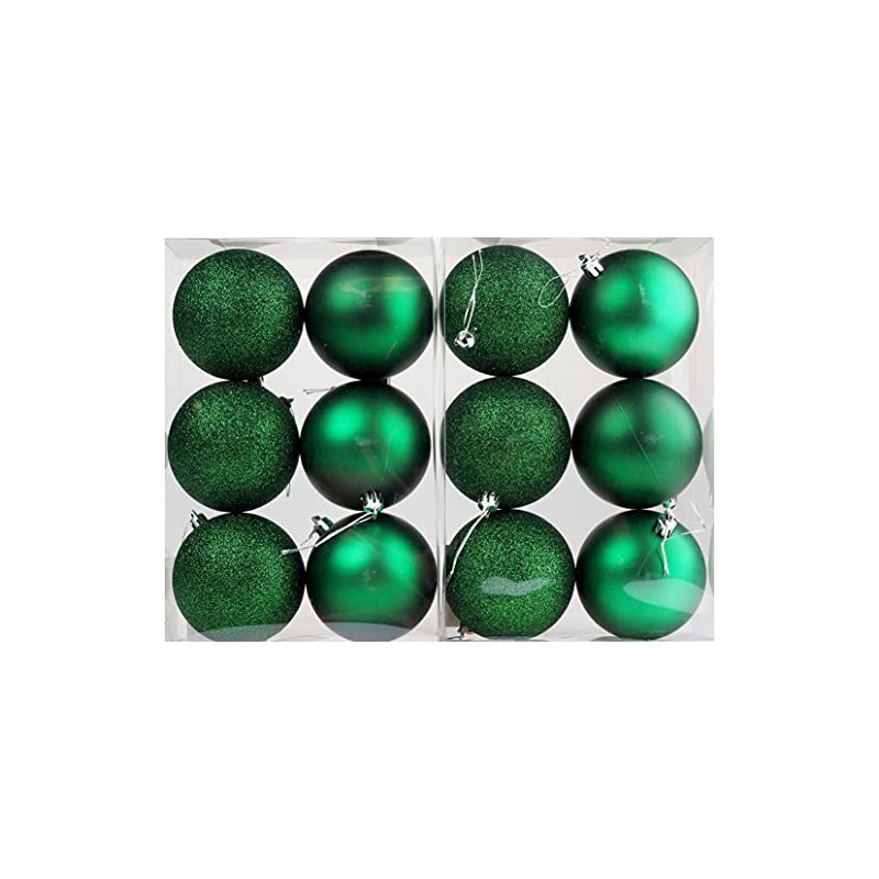 BWG Set Of 12 Large 8cm Deep Emerald Green Christmas