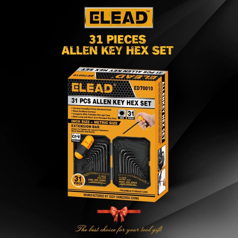 ELEAD 31-Piece Hex Key Set - Allen Wrench Set, SAE