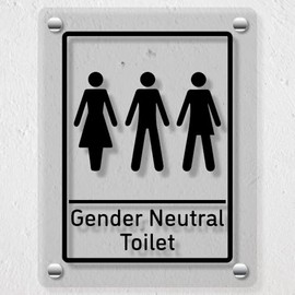 V Safety Gender Neutral Toilet 150 x 200 mm - Acrylic Perspex Cast Clear Safety Sign