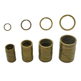 Maydahui 80PCS Key Ring Vintage Bronze Color 4 Size (4/5" 1" 1-1/5" 1-2/5") for Home Car Key Chains